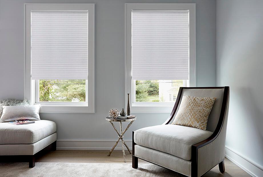 Light-filtering classic cellular shades in white