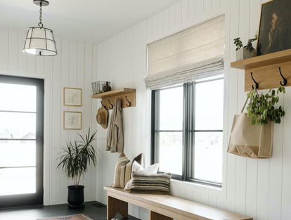 Roman shades in modern farmhouse decor