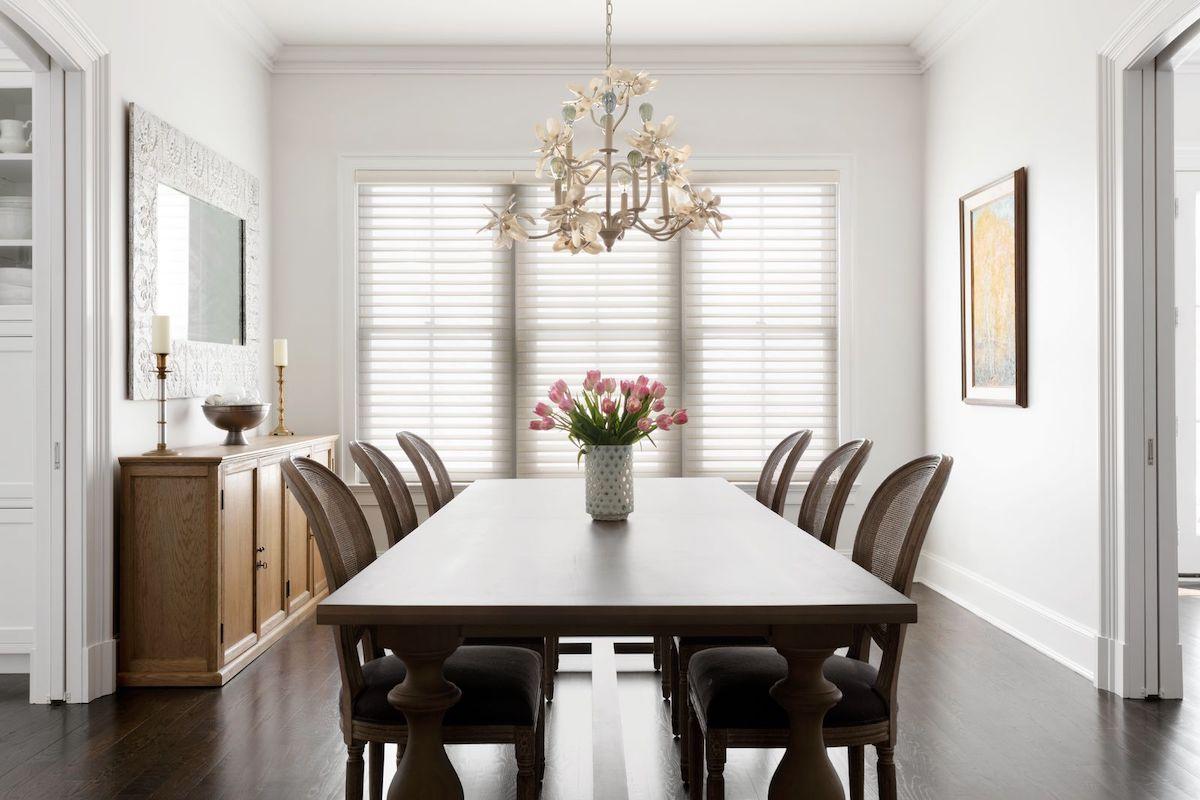 Serenity sheer shades in an elegant dining room