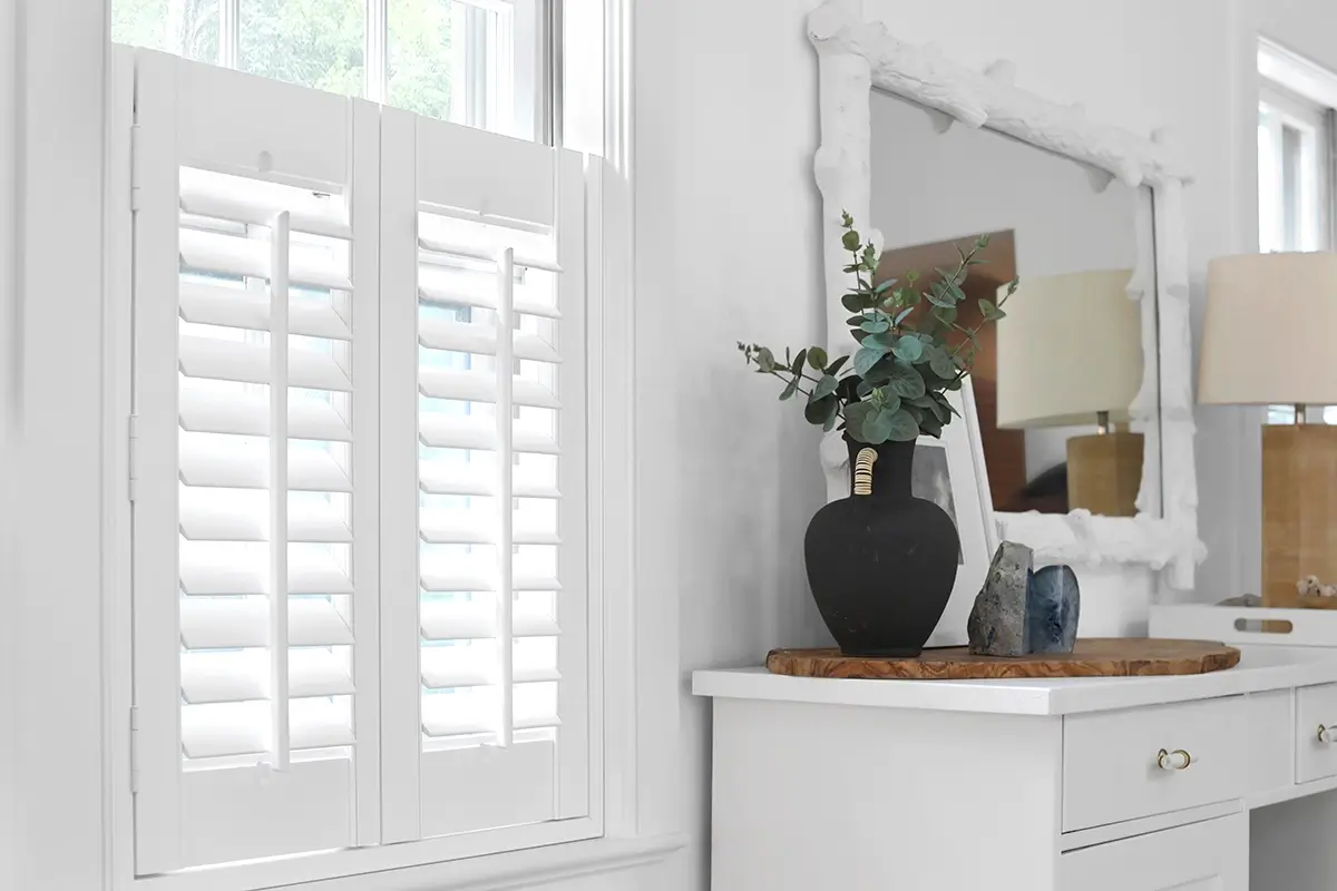 Indoor shutters in a modern bedroom