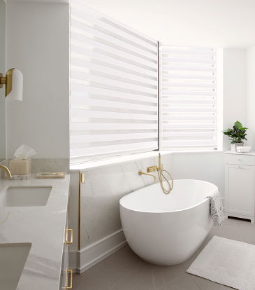 White bathroom Cascade shades